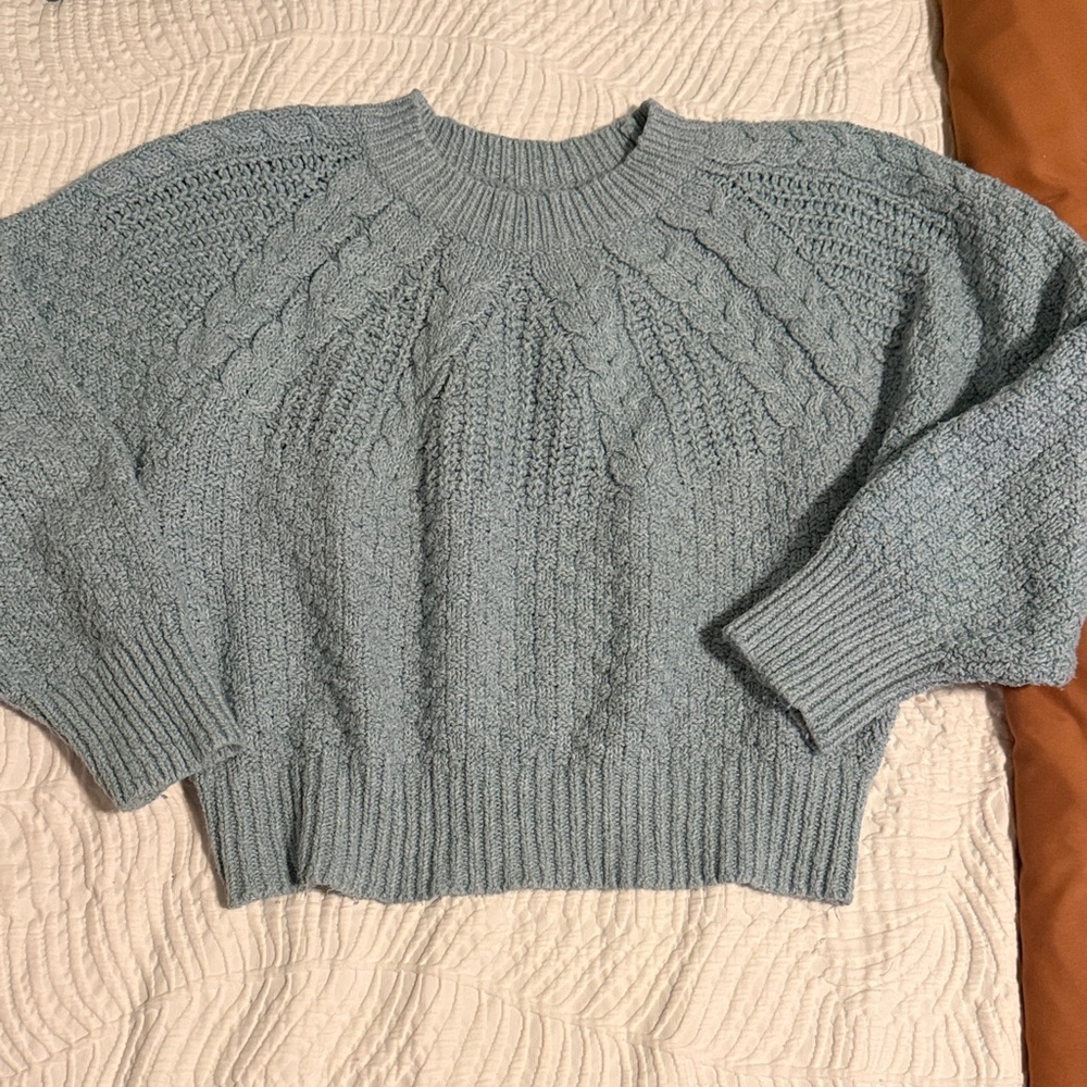 American Eagle Outfitters Textured Knit Sweater - Soft Blue